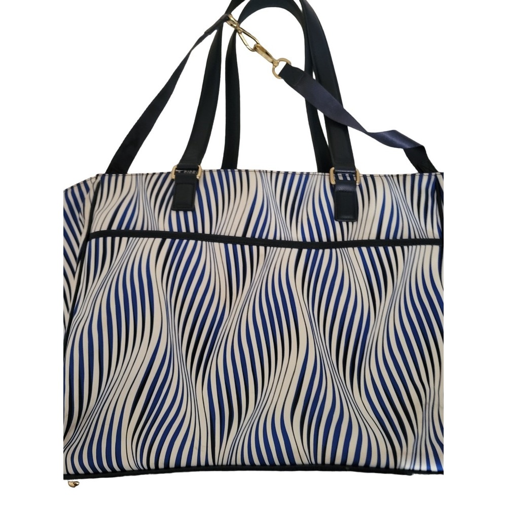 Vera Bradley Ella Tote Streeterville Blue and White Wavy Stripe‎ Bag Tote Large